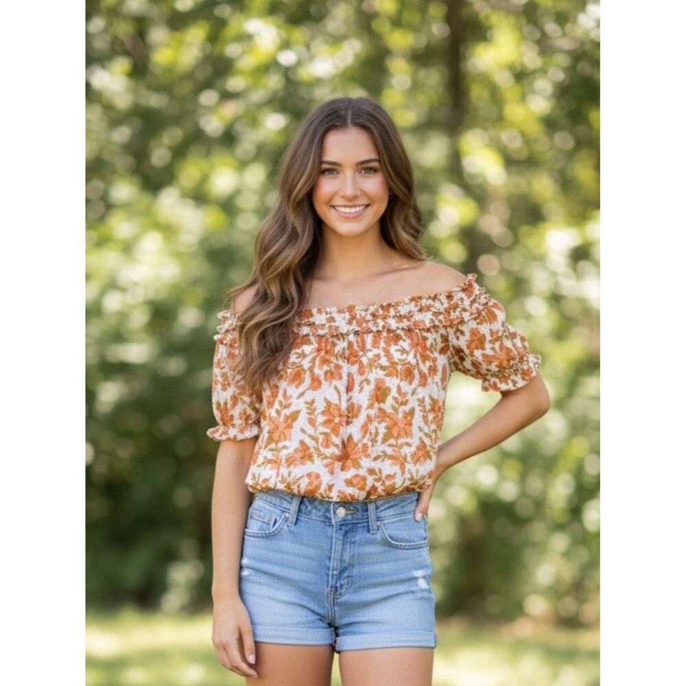 Free People FP One Suki Off-the-Shoulder Blouse Fall Colors
